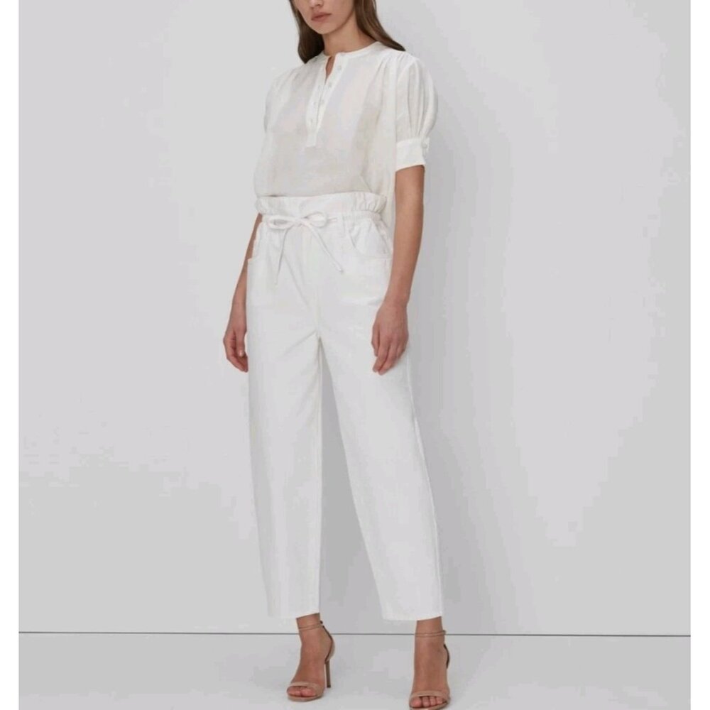 7 For All Mankind Paperbag Balloon White High Waist Jeans Womens Sz 27 Denim
